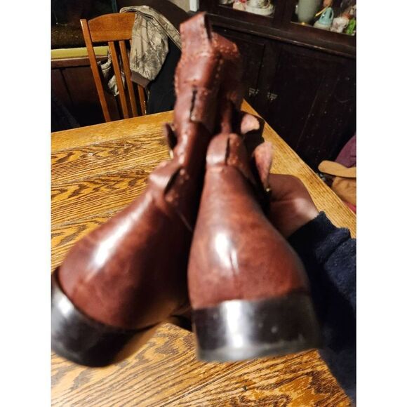 Frye | Anna Gore Brown Biker Buckle Boot Sz 6.5 - Picture 3 of 7